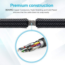 Promate 4K HDMI cable, 4K Ultra HD 150cm Mesh-Armored HDMI Cable with Right Angled Gold-Plated