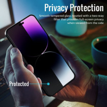 Promate Privacy Glass Screen Protector for iPhone 14, Clear Anti-Spy 3D Tempered Glass Screen Guard