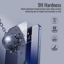 Promate Privacy Screen Protector for iPhone 12 Pro Max, Premium 9H Hardness Anti-Spy Tempered Glass