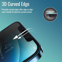 Promate Clear Glass Screen Protector for iPhone 12, Anti-Fingerprint 3D Screen Guard
