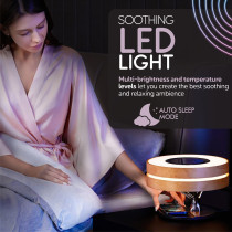 Promate Bedside Desk Lamp with Wireless Charger, Stylish Wooden Design 10W True Wireless Speaker with Digital Clock