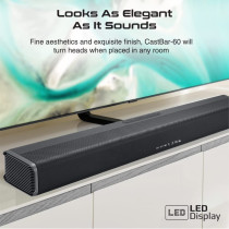 Promate 60W Soundbar, Premium Ultra-Slim Multipoint Pairing Bass Boost Speaker with Remote Control