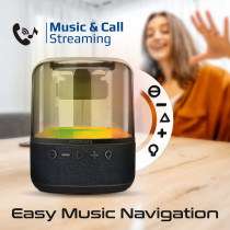 Promate Bluetooth Speaker, Premium 10W True Wireless Portable LED Speaker with 360-Degree, Black