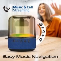 Promate Bluetooth Speaker, Premium 10W True Wireless Portable LED Speaker with 360-Degree HD Sound, Blue