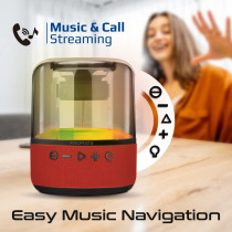 Promate Bluetooth Speaker, Premium 10W True Wireless Portable LED Speaker with 360-Degree HD Sound, Red