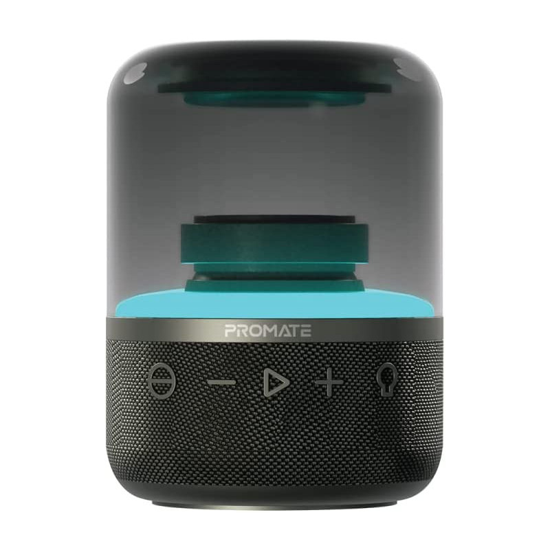 Promate 8W True Wireless Portable LED Bluetooth Speaker with 360-Degree HD Sound, Glitz Black