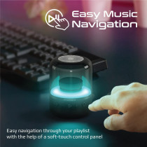 Promate 8W True Wireless Portable LED Bluetooth Speaker with 360-Degree HD Sound, Glitz Black