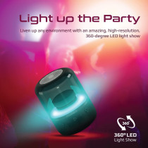 Promate 8W True Wireless Portable LED Bluetooth Speaker with 360-Degree HD Sound, Glitz Black