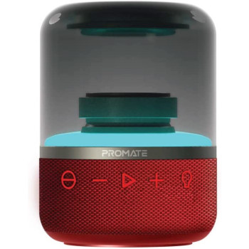 Promate True Wireless LED Bluetooth Speaker with 3.5mm Audio Jack/USB Port Red