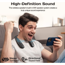 Promate Neckband Bluetooth Speaker, Dynamic HD 6W Wearable Wireless Speaker with 360-Degree Sound
