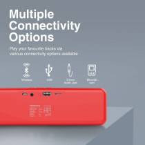 Promate Bluetooth Speaker, Portable HD 6W True Wireless Speaker with Bluetooth 5.0, Red