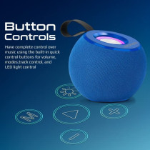 Promate LED Bluetooth Speaker, Dynamic 5W True Wireless Speaker with Long Battery Life, Juggler-Blue