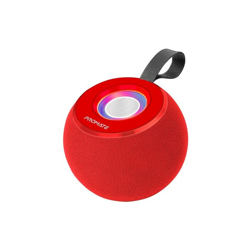 Promate LED Bluetooth Speaker, Dynamic 5W True Speaker with Long Battery Life, Micro SD Card Slot, Juggler-Red