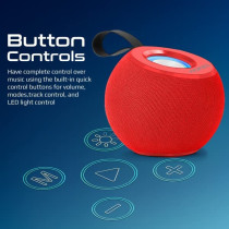 Promate LED Bluetooth Speaker, Dynamic 5W True Speaker with Long Battery Life, Micro SD Card Slot, Juggler-Red