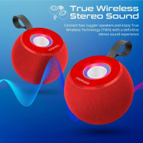 Promate LED Bluetooth Speaker, Dynamic 5W True Speaker with Long Battery Life, Micro SD Card Slot, Juggler-Red