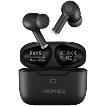 Promate True Wireless Earbuds, In-Ear Active Noise Cancelling Bluetooth v5.3 Earphones with Mic, Black