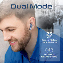 Promate True Wireless Earbuds, In-Ear Active Noise Cancelling Bluetooth v5.3 Earphones with Mic, Blue