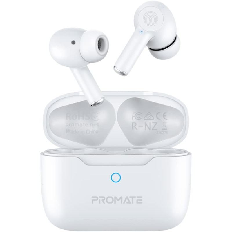 Promate True Wireless Earbuds, In-Ear Bluetooth v5.3 Earphones with Mic, ProPods White
