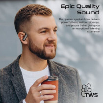 Promate True Wireless EarPods, Earhook Bluetooth v5.3 ENC Headphones with Touch Control, Epic-Black