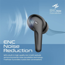 Promate Bluetooth Earbuds, Ergonomic-Fit True Wireless ENC Headphone with 4 Built-In Noise Cancelling Mics, Black