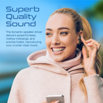 Promate Bluetooth Earbuds, Ergonomic-Fit True Wireless ENC Headphone with 4 Built-In Noise Cancelling Mics, Black