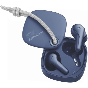 Promate Bluetooth Earbuds, Ergonomic-Fit True Wireless ENC Headphone with 4 Built-In Mics, Blue