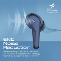 Promate Bluetooth Earbuds, Ergonomic-Fit True Wireless ENC Headphone with 4 Built-In Mics, Blue