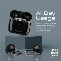 Promate True Wireless Earbuds, High Fidelity In-Ear Bluetooth v5.0 Earphones with Built-in Mic, Black