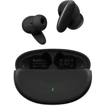 Promate True Wireless Earbuds, In-Ear Bluetooth v5.1 HD Earphones with Mic, IPX5 Water Resistance, Black