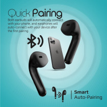 Promate True Wireless Earbuds, Ergonomic In-Ear Bluetooth v5.0 Earphones with Smart Auto-Pairing