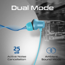 Promate Wireless Neckband Earphones, HD Active Noise Cancelling Bluetooth Earphones, Velcon Blue