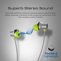 Promate Wireless Neckband Earphones, HD Active Noise Cancelling Bluetooth Earphones, Velcon Grey