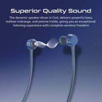Promate Wireless Neckband Earphones, Hi-Fi Lightweight Wireless Bluetooth Earphones, Civil Blue