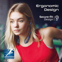 Promate Wireless Neckband Earphones, Hi-Fi Lightweight Wireless Bluetooth Earphones, Civil Blue