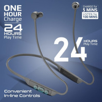 Promate Wireless Neckband Earphones, Hi-Fi Lightweight Wireless Bluetooth Earphones with Anti-Slip Liquid Silicone Neckband, Civil Silver