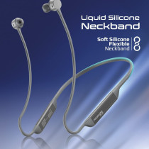 Promate Wireless Neckband Earphones, Hi-Fi Lightweight Wireless Bluetooth Earphones with Anti-Slip Liquid Silicone Neckband, Civil Silver