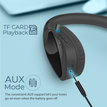 Promate Wireless Bluetooth Headphones, Powerful Hi-Fi Stereo Wired/Wireless Headphone, Nova Black