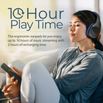 Promate Wireless Bluetooth Headphones, Powerful Hi-Fi Stereo Wired/Wireless Headphone, Nova Blue