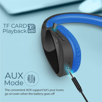 Promate Wireless Bluetooth Headphones, Powerful Hi-Fi Stereo Wired/Wireless Headphone, Nova Blue