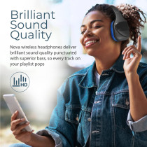 Promate Wireless Bluetooth Headphones, Powerful Hi-Fi Stereo Wired/Wireless Headphone, Nova Blue