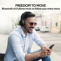Promate Wireless Headphone, Powerful Deep Bass Bluetooth v5.0 Headphone with MicroSD Playback, LaBoca Black