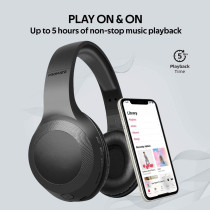 Promate Wireless Headphone, Powerful Deep Bass Bluetooth v5.0 Headphone with MicroSD Playback, LaBoca Black