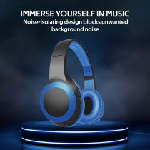 Promate Wireless Headphone, Powerful Deep Bass Bluetooth v5.0 Headphone with MicroSD Playback, LaBoca Blue