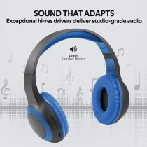 Promate Wireless Headphone, Powerful Deep Bass Bluetooth v5.0 Headphone with MicroSD Playback, LaBoca Blue