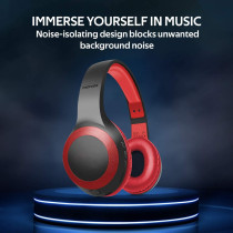 Promate Wireless Headphone, Powerful Deep Bass Bluetooth v5.0 Headphone, LaBoca Red