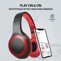 Promate Wireless Headphone, Powerful Deep Bass Bluetooth v5.0 Headphone, LaBoca Red