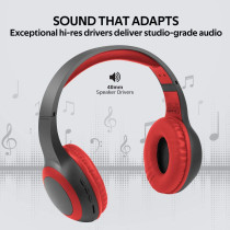 Promate Wireless Headphone, Powerful Deep Bass Bluetooth v5.0 Headphone, LaBoca Red