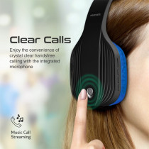 Promate Wireless Bluetooth Headphones, High-Performance Noise Isolation Over-Ear Wired/Wireless Bluetooth , Terra Blue