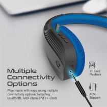 Promate Wireless Bluetooth Headphones, High-Performance Noise Isolation Over-Ear Wired/Wireless Bluetooth , Terra Blue