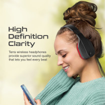 Promate Wireless Bluetooth Headphones, High-Performance Noise Isolation Over-Ear Wired/Wireless Bluetooth, Terra Marron